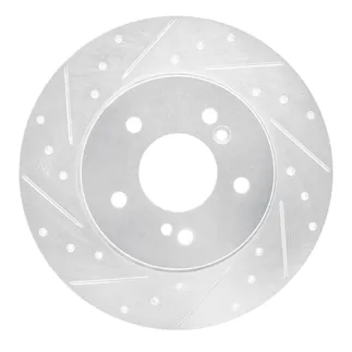 R1 Concepts EDZ-63035L Brake Rotor Drilled and Slotted Silver